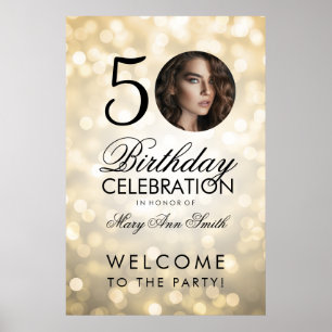 Affiche Gold N'IMPORTE QUEL ÂGE Fête Anniversaire Lumières