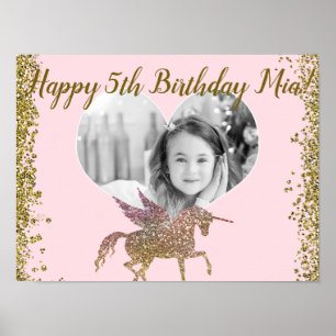 Affiche Gold Parties scintillant Sparkle Unicorn Photo Ann