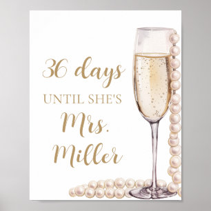 Affiche Gold Pearls et Prosecco Jours jusqu'à ce qu'elle s