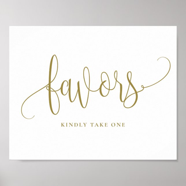 Affiche Gold Pretty Calligraphy Script Party Faveurs (Devant)