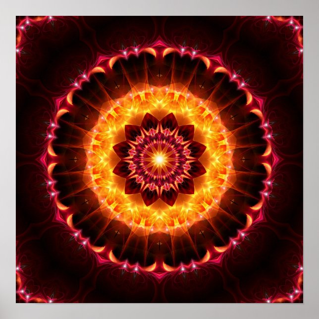 Affiche gold red fire mandala (Devant)