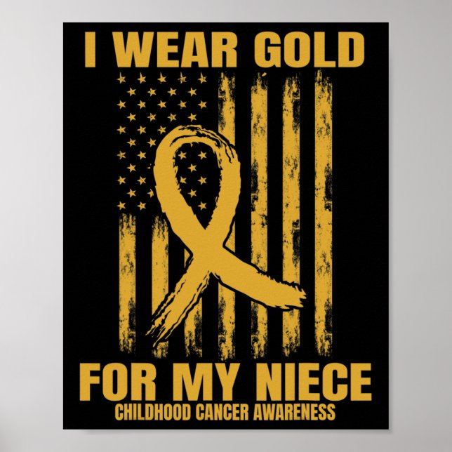 Affiche Gold Ribbon Niece Childhood Cancer Awareness Ameri (Devant)