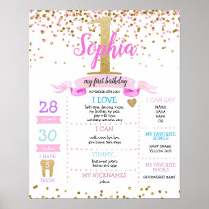 Affiche Gold Rose Girl Premier anniversaire Jalon