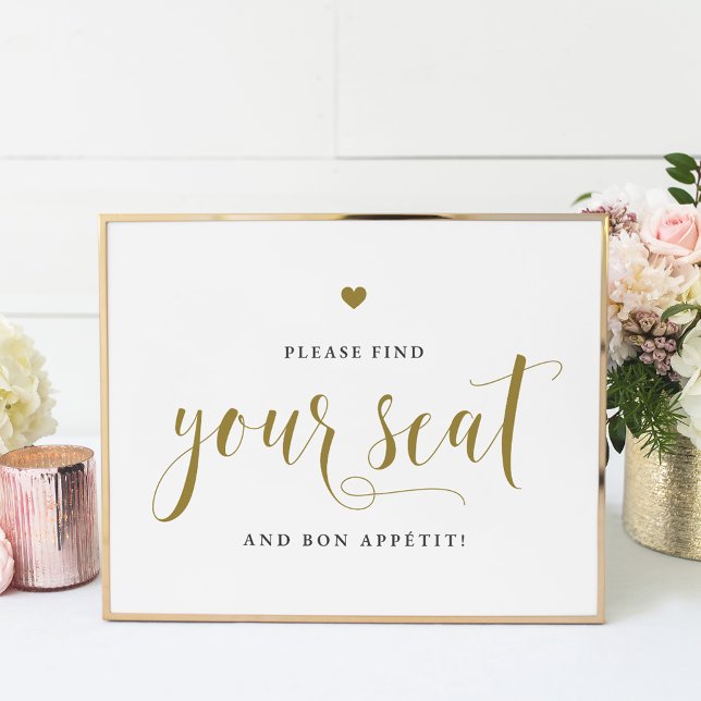 Affiche Gold S'il vous plaît trouvez votre siège et Bon Ap (Créateur téléchargé)