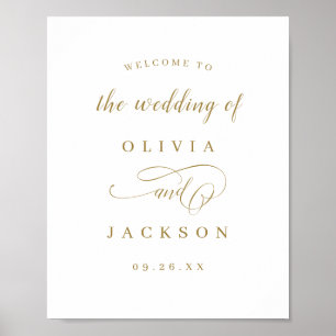 Affiche Gold simple elegant script wedding welcome sign