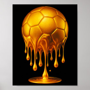 Affiche Gold Soccer Ll qui dégouline d'or Soccer Drip Socc