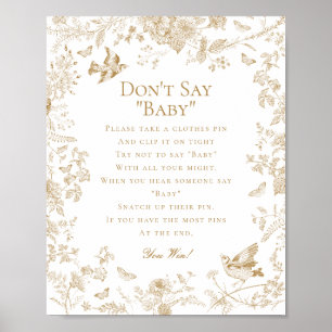 Affiche Gold Toile De Jouy Dont Say Baby shower Game