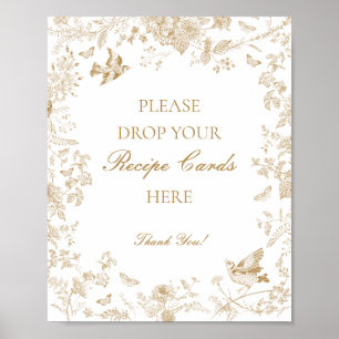 Affiche Gold Toile De Jouy Floral Partager une recette Mar