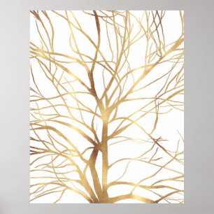 Affiche Gold Tree Silhouette