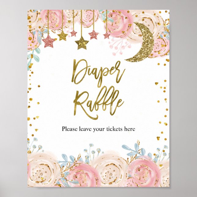 Affiche Gold twinkle twinkle star Diaper Raffle Sign (Devant)