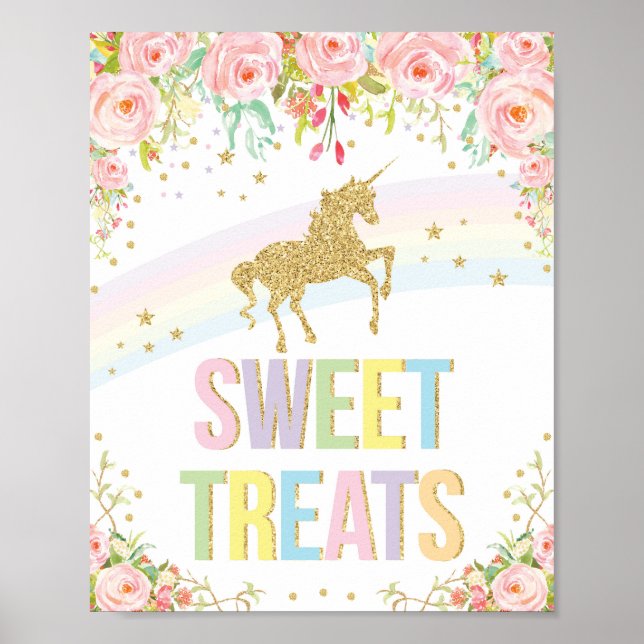 Affiche Gold Unicorn Sweet Traitements Décor Panneau Arc-e (Devant)