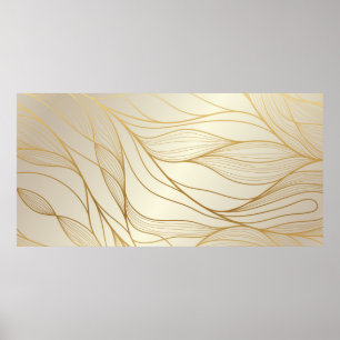 Affiche Gold wavy pattern. Luxurious golden linear ornamen