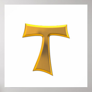 Affiche Golden 3-D Look Franciscan Tau Cross