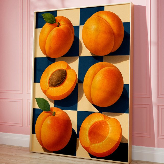 Affiche Golden Apricot Checkerboard Art Print, Kitchen  (Apricots)