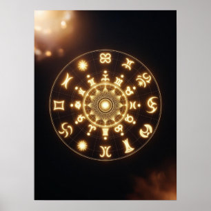 Affiche Golden Aura Zodiac Mandala - Art Spirituel