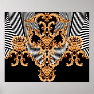 Affiche Golden baroque ornament