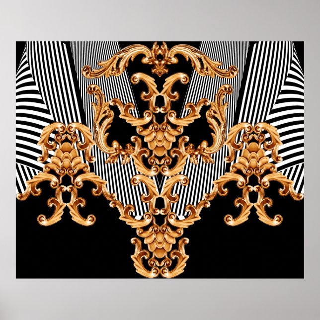 Affiche Golden baroque ornament (Devant)