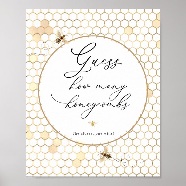 Affiche Golden Bee Devine combien de Honeycombs Signer (Devant)
