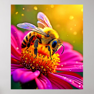 Affiche Golden Bee Flower Magic Design