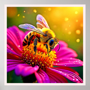 Affiche Golden Bee Flower Magic Design