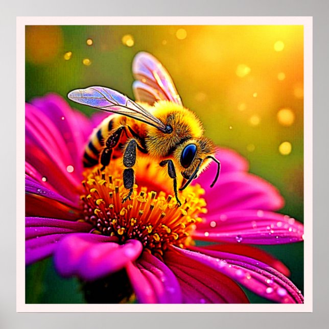 Affiche Golden Bee Flower Magic Design (Devant)