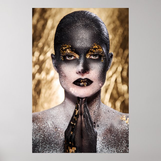 Affiche Golden Black Woman Body Paint Fashion Art (Devant)
