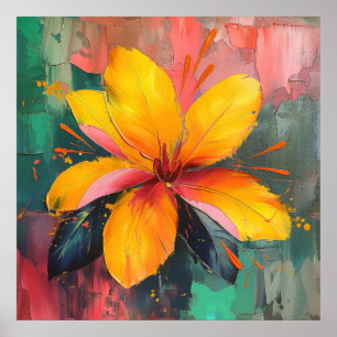 Affiche Golden Bloom – Expression Florale Abstraite Vibran
