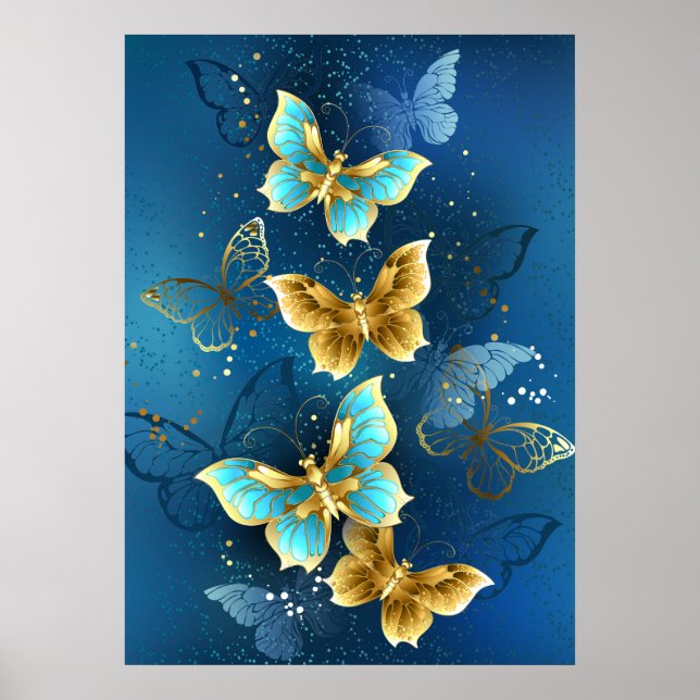 Affiche Golden butterflies (Devant)