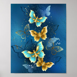 Affiche Golden butterflies