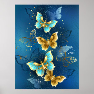 Affiche Golden butterflies