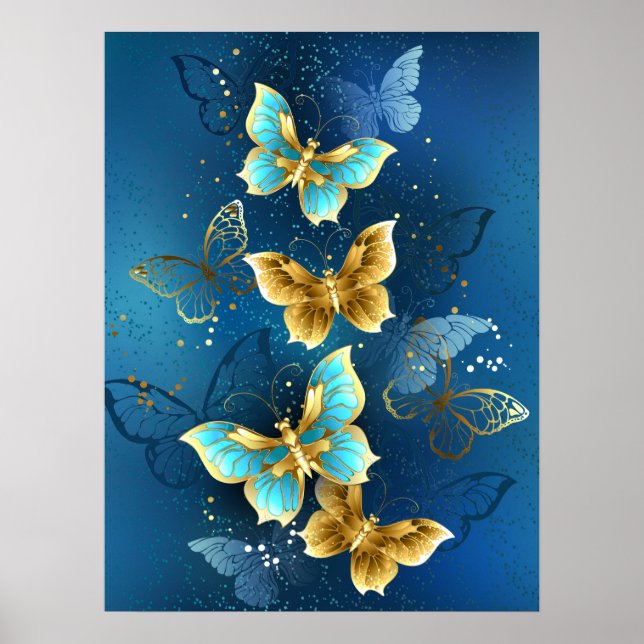 Affiche Golden butterflies (Devant)