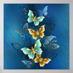 Affiche Golden butterflies