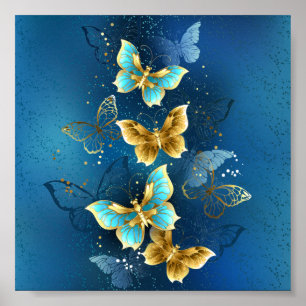 Affiche Golden butterflies