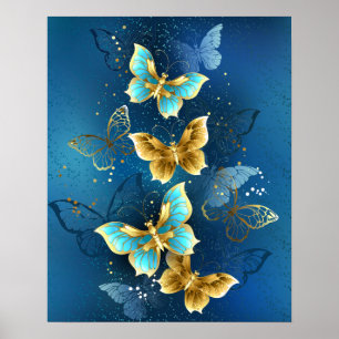 Affiche Golden butterflies