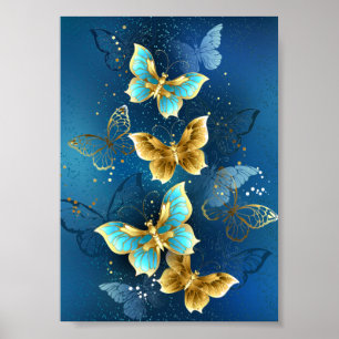 Affiche Golden butterflies
