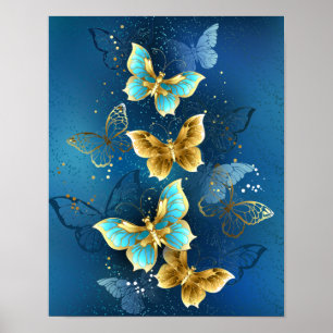 Affiche Golden butterflies