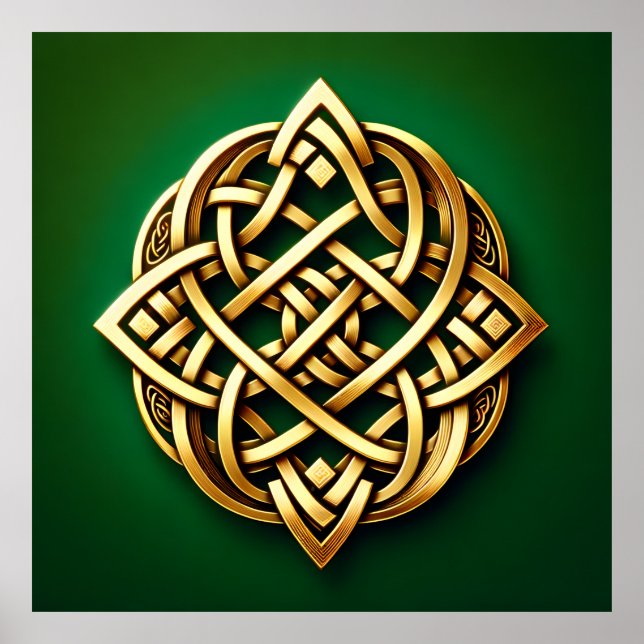 Affiche Golden Celtic noeud sur vert (Devant)