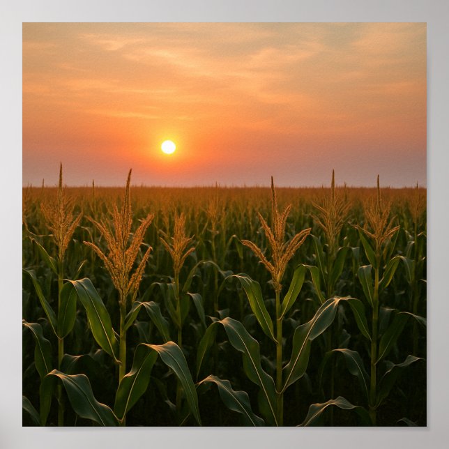 Affiche Golden Cornfield Sunset Arrière - plan (Devant)