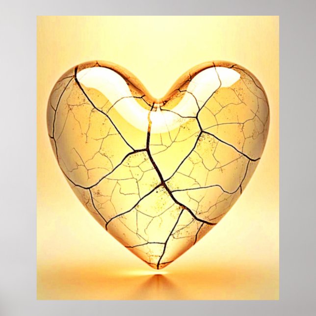 Affiche Golden Cracked Heart Art (Devant)