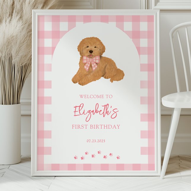 Affiche Golden Doodle Puppy Birthday Party Welcome (Créateur téléchargé)