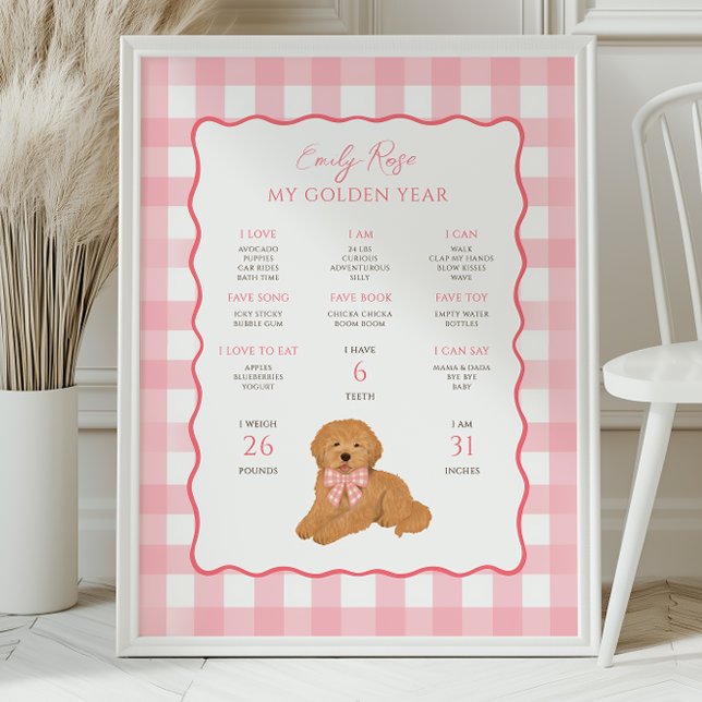Affiche Golden Doodle Puppy Dog 1st Birthday Milestone  (Créateur téléchargé)