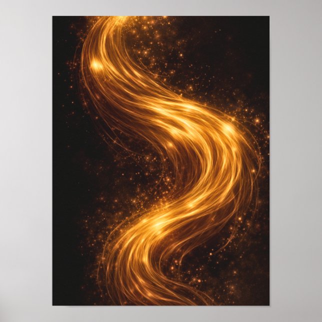 Affiche Golden Flow Dark Abstract Wall Art – Luxury Gold  (Devant)