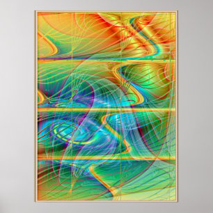 Affiche Golden Fractal Wave