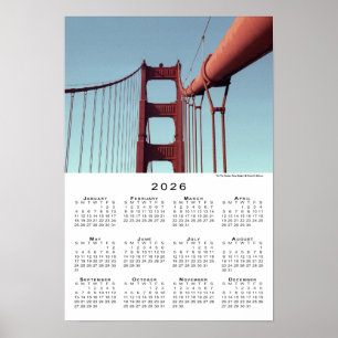 Affiche Golden Gate Bridge San Francisco 2026 Calendrier