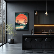 Golden Gate Bridge - Silhouette de coucher de sole