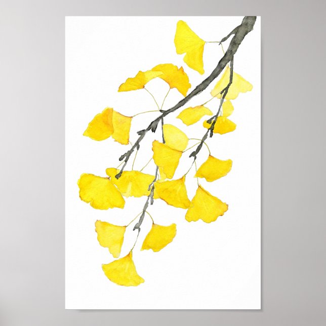Affiche Golden Ginkgo watercolor (Devant)