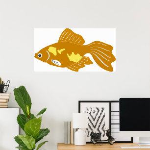 Affiche Golden Guppy Fish Cute Tropical Aquarium Fish