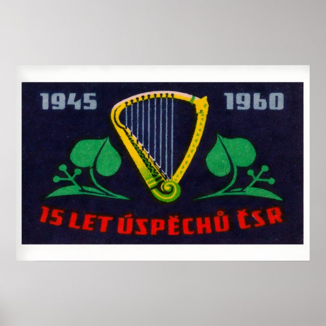 Affiche Golden Harp - Matchbox Print - Czech Wall Art (Devant)