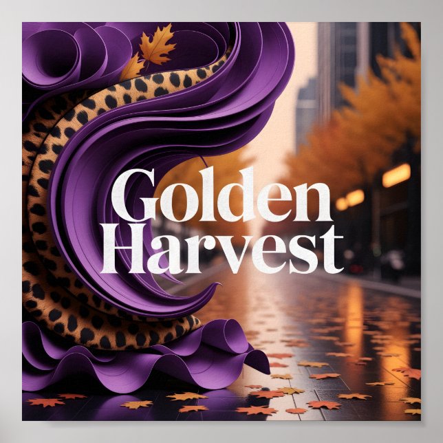 Affiche Golden Harvest Purple Leopard Fall Design de luxe (Devant)