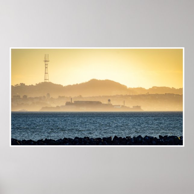 Affiche Golden Haze Over Alcatraz – San Francisco Print (Devant)